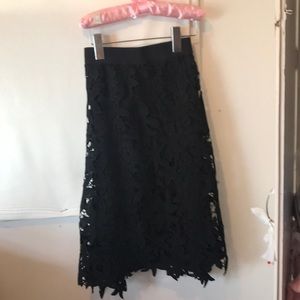 Black floral textured skirt